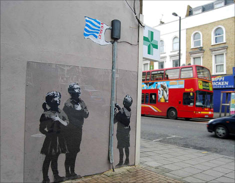 Tesco kids street art by Banksy