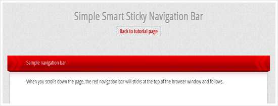 Simple Smart Sticky Navigation bar with jQuery